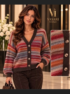 Sweter w paski zapinany na guziki